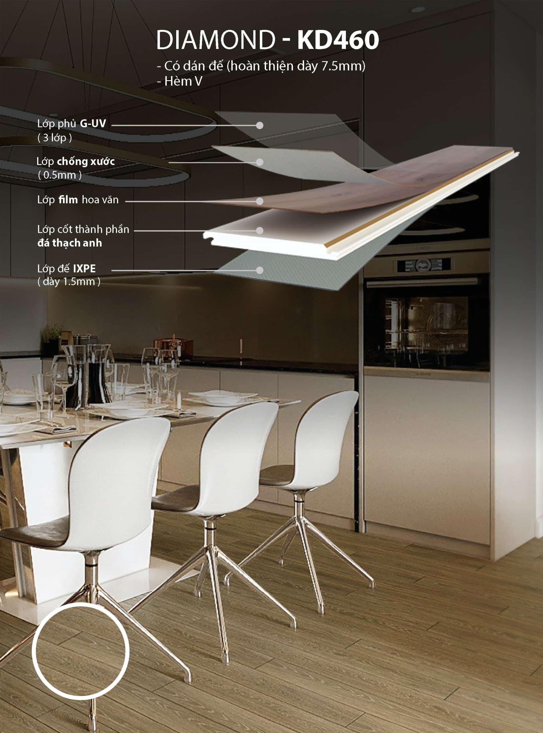 Sàn Đá Thạch Anh Diamond KD460