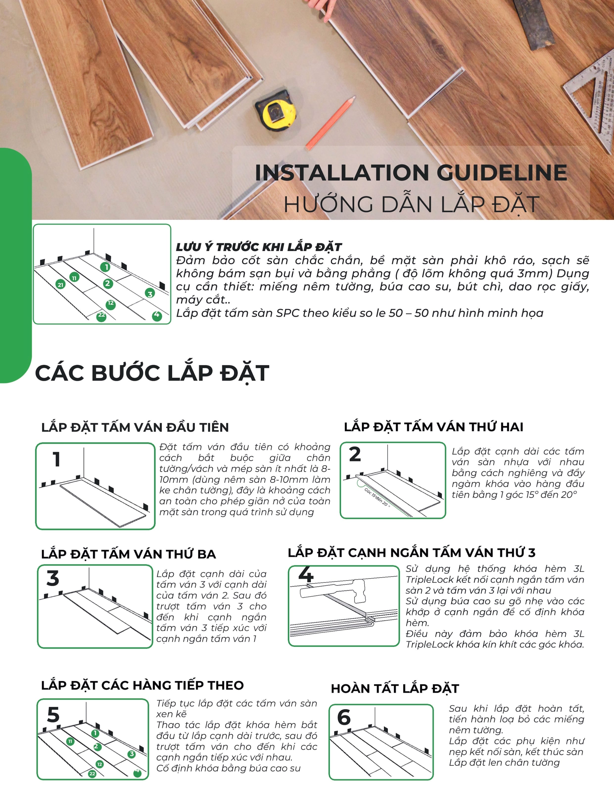 Sàn Nhựa Hèm Khóa Vân Gỗ SPC Moolar Thái Lan huong dan lap dat san nhua hem khoa